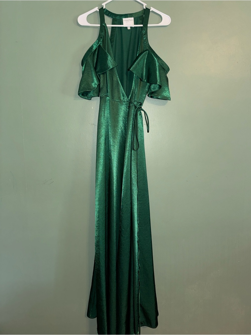 Revolve Privacy Please Acme Emerald Green Ruffle Wrap Maxi Dress XS